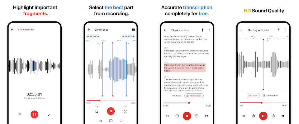 Voice Recorder - High quality recording, Easy to use interface, Supports external microphone