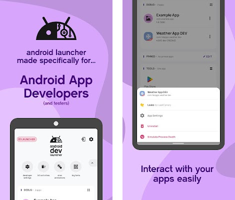 android dev launcher - Developer settings one click away, Debuggable apps always on top