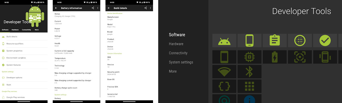 Developer Tools - Resource qualifier viewer, Build details viewer, System properties viewer