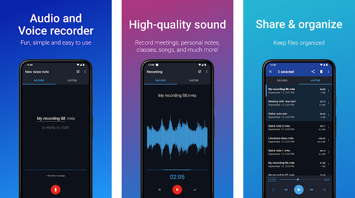 Easy Voice Recorder - Unlimited recording time, Playback speed control, Compressed format option