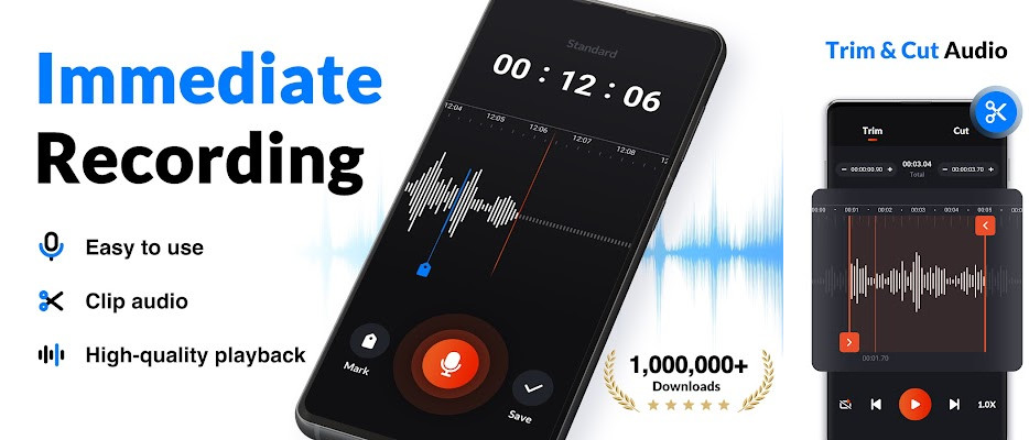 Voice Recorder & Voice Memos - High quality recording, 3 recording modes, Auto backup to Google Drive