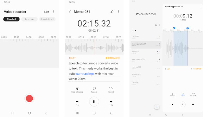 Samsung Voice Recorder - Speech to text, Interview mode, High quality sound